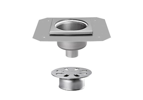  HorecaTraders Stainless steel floor drain | 200x200 mm | Telescopic Drain 63 mm - Heavy Loads 