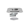 HorecaTraders Stainless steel floor drain | 200x200 mm | Lateral drain 63 mm