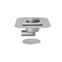 Stainless steel floor drain | 200x200 mm | Lateral drain 63 mm