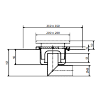 RVS Vloerafvoerput | 200x200 mm | Zijdelingse Afvoer 63 mm