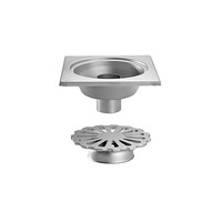 Siphon de sol en acier inoxydable | 300x300 mm | Drain vertical 100 mm
