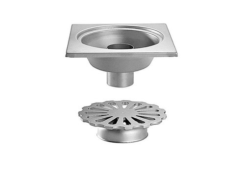  HorecaTraders Stainless Steel Floor Drain | 300x300 mm | Vertical Drain 100 mm 