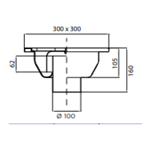 RVS Vloerafvoerput | 300x300 mm | Verticale Afvoer 100 mm