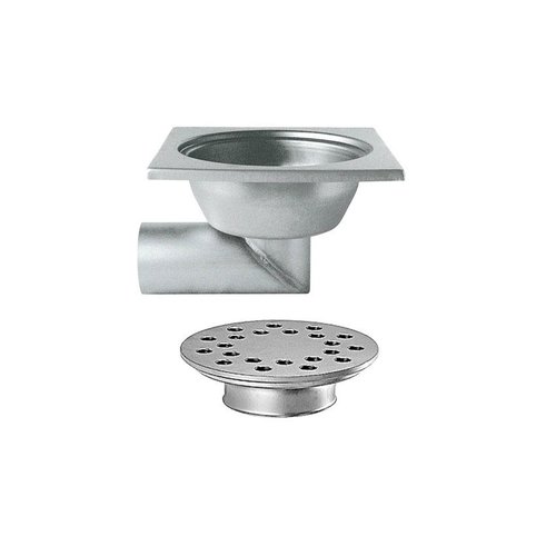 HorecaTraders Siphon de sol en acier inoxydable | 300x300 mm | Drain latéral 100 mm 