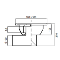RVS Vloerafvoerput | 300x300 mm | Zijdelingse Afvoer 100 mm