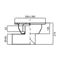 Siphon de sol en acier inoxydable | 300x300 mm | Drain latéral 100 mm