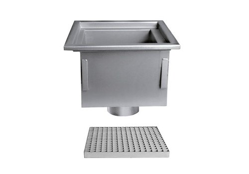  HorecaTraders Siphon de sol en acier inoxydable | 300x300 mm | Drain vertical 125 mm 