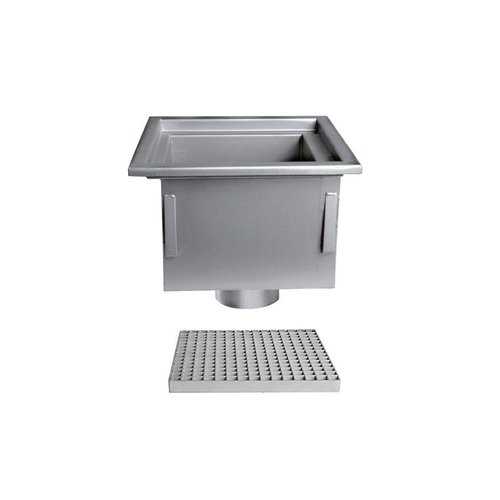  HorecaTraders Stainless steel floor drain | 300x300 mm | Vertical Drain 125 mm 