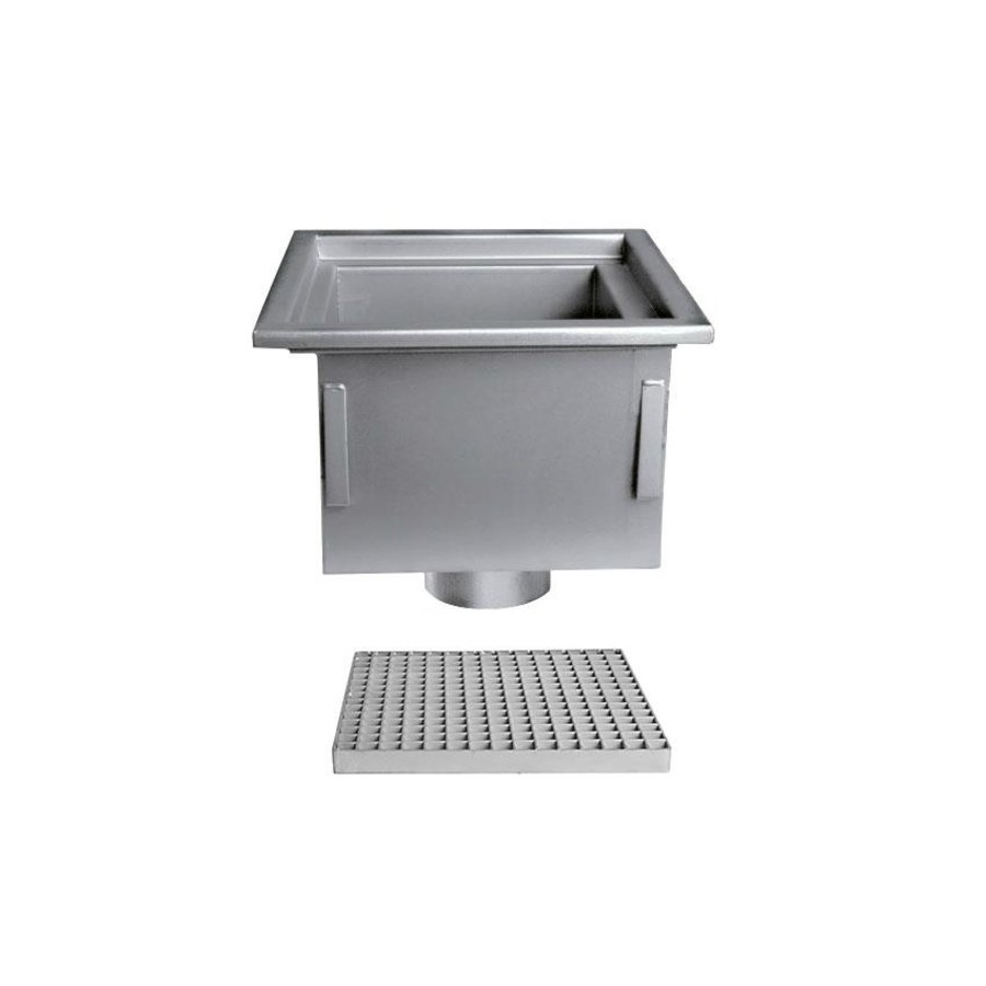 Stainless steel floor drain | 300x300 mm | Vertical Drain 125 mm