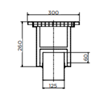 Stainless steel floor drain | 300x300 mm | Vertical Drain 125 mm