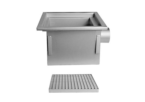  HorecaTraders Siphon de sol en acier inoxydable | 300x300 mm | Drain latéral 125 mm 