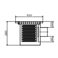 Stainless steel floor drain | 300x300 mm | Side Drain 125 mm