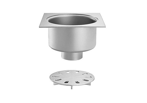  HorecaTraders Bodenablauf aus Edelstahl | 350x350 mm | Vertikaler Abfluss 125 mm – Hochleistungs 
