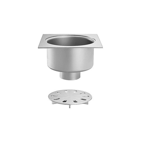  HorecaTraders Stainless Steel Floor Drain | 350x350 mm | Vertical Drain 125 mm - Heavy Duty 
