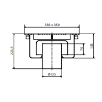 Siphon de sol en acier inoxydable | 350x350 mm | Drain vertical 125 mm - Usage intensif