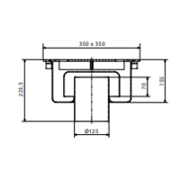 Stainless steel floor drain | 350x350 mm | Vertical Drain 125 mm - Heavy Load
