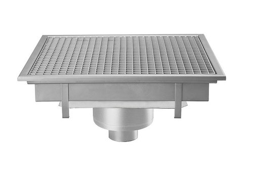  HorecaTraders Stainless steel floor drain | 600x600 mm | Vertical Drain 100 mm 