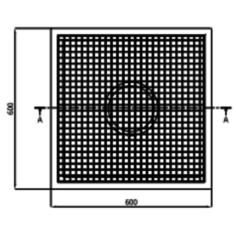 Stainless steel floor drain | 600x600 mm | Vertical Drain 100 mm