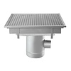 HorecaTraders Stainless steel floor drain | 600x600 mm | Lateral drain 100 mm