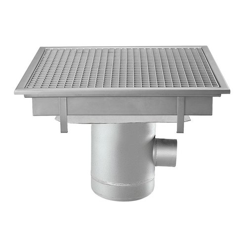  HorecaTraders Bodenablauf aus Edelstahl | 600 x 600 mm | Seitenablauf 100 mm 