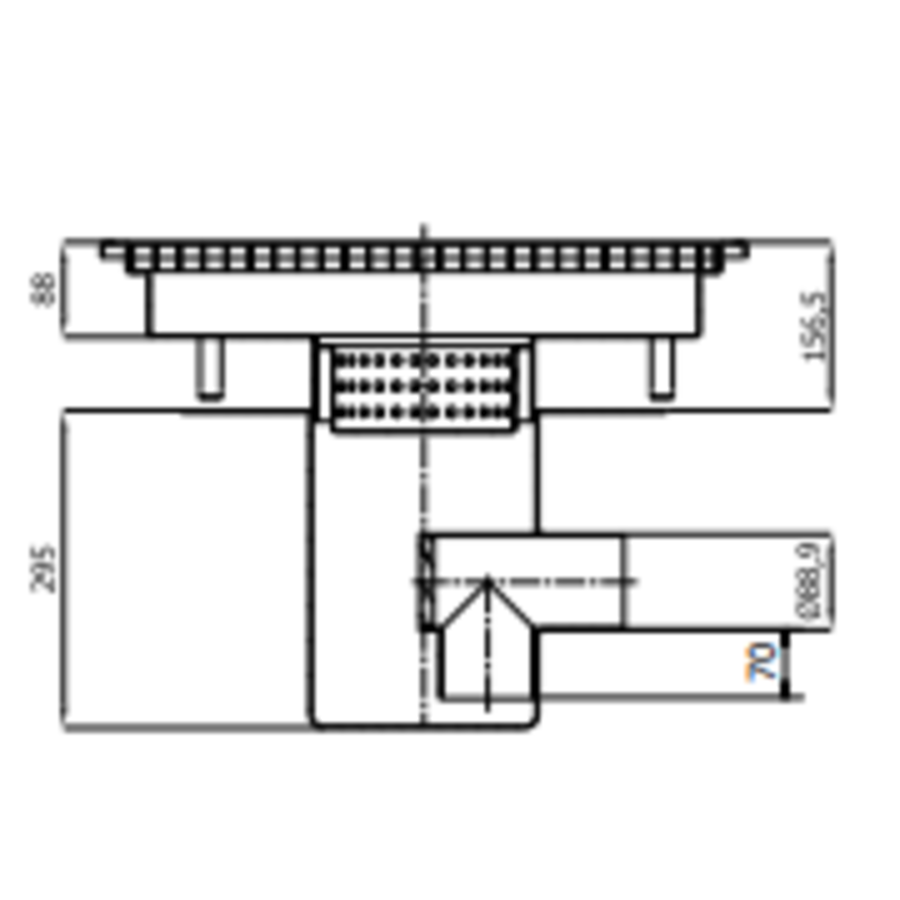 Bodenablauf aus Edelstahl | 600 x 600 mm | Seitenablauf 100 mm
