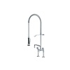 HorecaTraders Douche de pré-rinçage avec robinet intermédiaire | Double trou | Élevé | Modèle de table