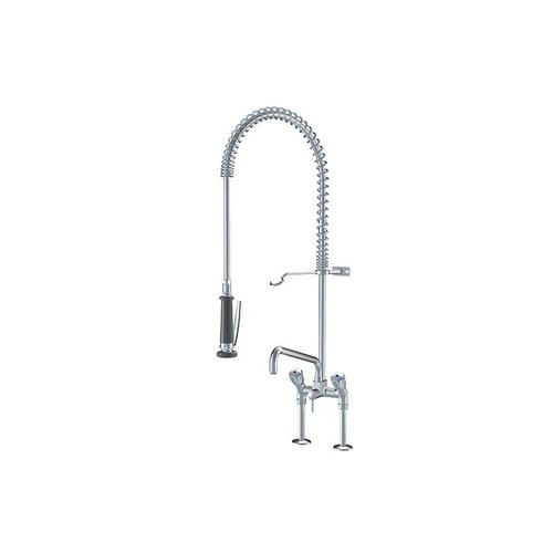  HorecaTraders Pre-rinse shower with Intermediate tap | Double hole | Increased | Tabletop model 