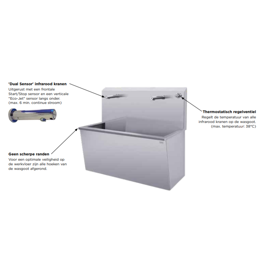 Lavabo en acier inoxydable avec robinet infrarouge (3 tailles)