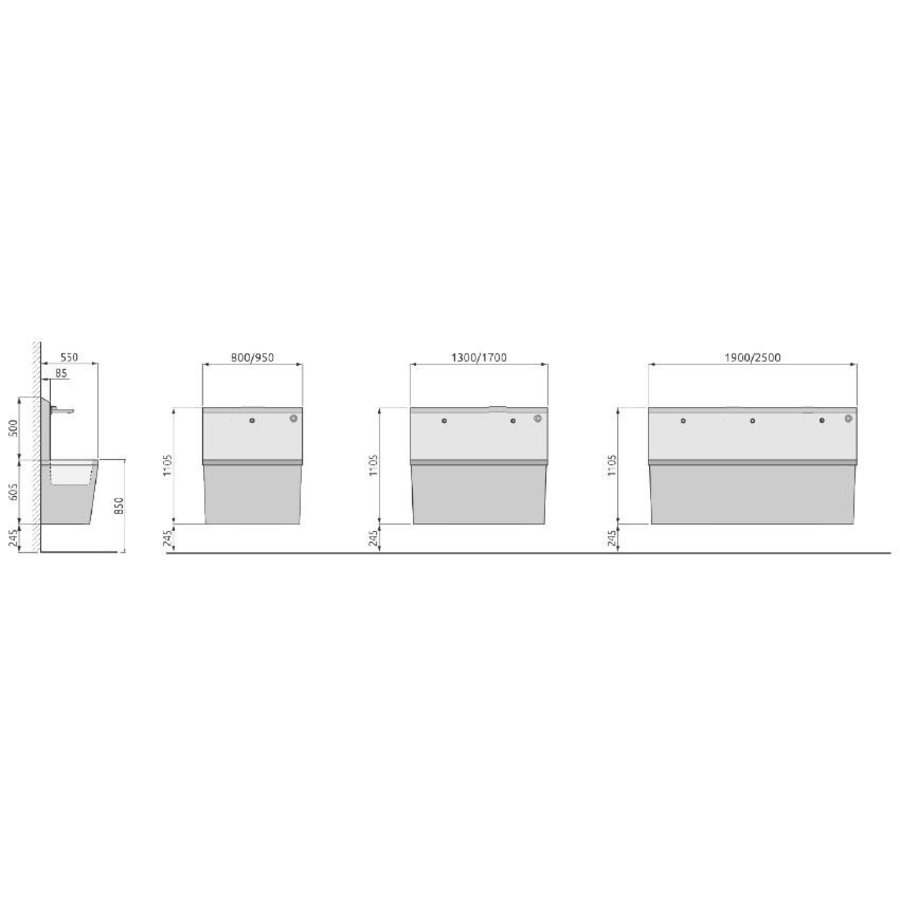 Lavabo en acier inoxydable avec robinet infrarouge (3 tailles)