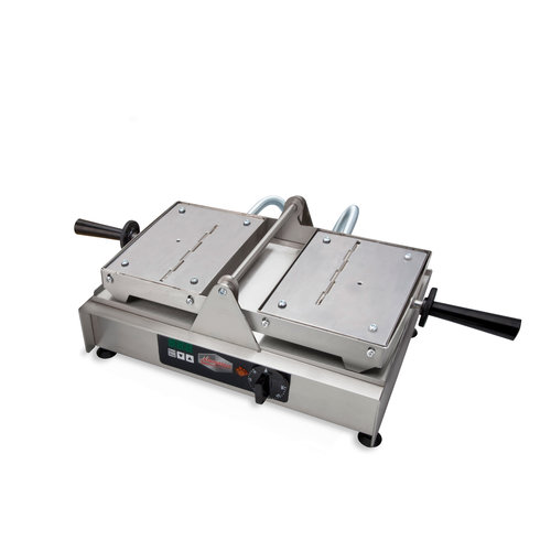  HorecaTraders SWiNG waffle iron | Stainless steel | With draining rack 