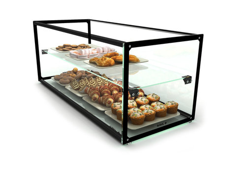  HorecaTraders Neutral showcase with 1 shelf | Available in 8 sizes | LED lighting | toughened glass 