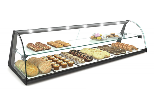  HorecaTraders Neutral display case | Available in 4 sizes | Tempered glass | LED lighting 