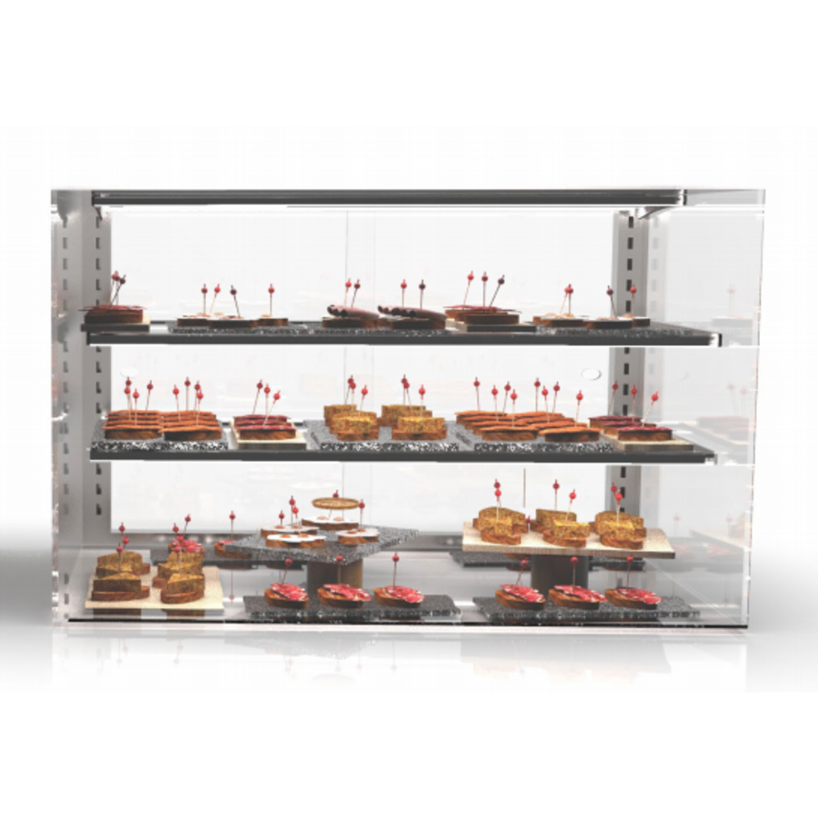 Vitrine neutre rectangulaire | Disponible en 4 tailles | Verre trempé | Éclairage LED