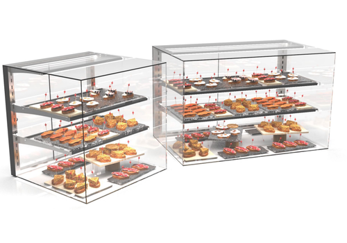  HorecaTraders Neutral display case rectangular | Available in 4 sizes | Tempered glass | LED lighting 