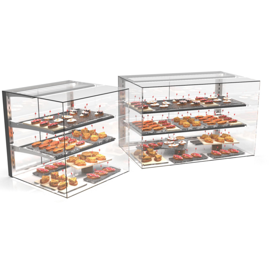 Vitrine neutre rectangulaire | Disponible en 4 tailles | Verre trempé | Éclairage LED