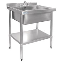 Stainless steel sink with base shelf | 75x60x96 cm