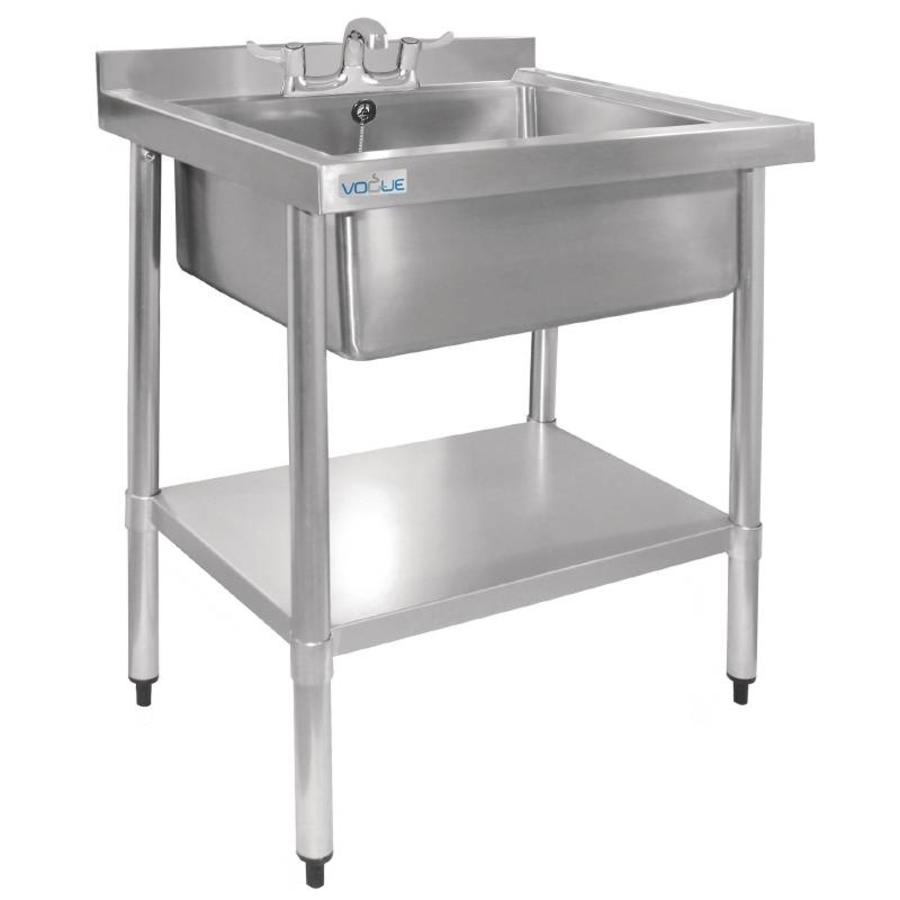 Stainless steel sink with base shelf | 75x60x96 cm