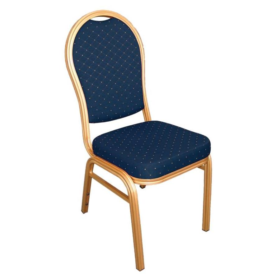 Stackable conference chairs with round back, blue | 4 pieces