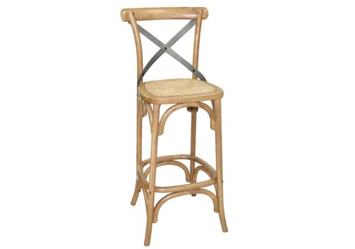  HorecaTraders Tabouret de bar en bois avec dossier croisé 