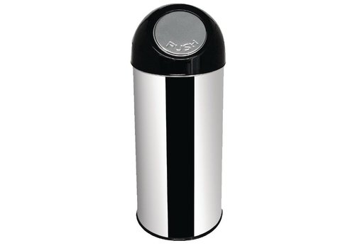  HorecaTraders Poubelle en acier inoxydable avec couvercle à pousser | 50 L 