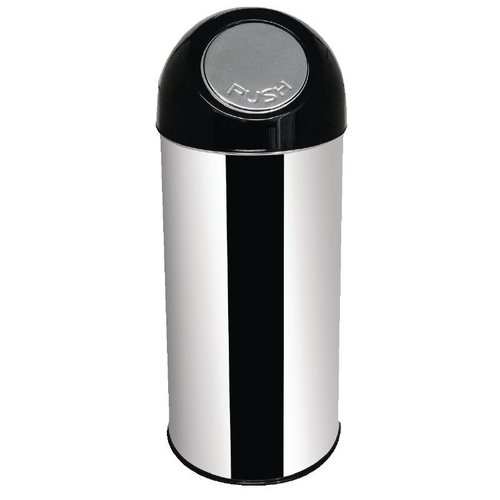  HorecaTraders Stainless steel waste bin with push-lid | 50 l 