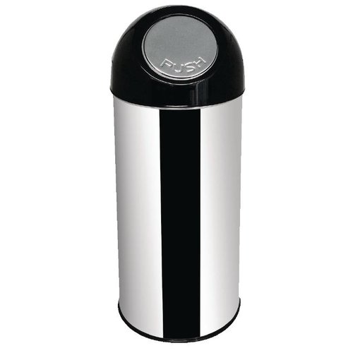  HorecaTraders Stainless steel waste bin with push lid | 50 L 