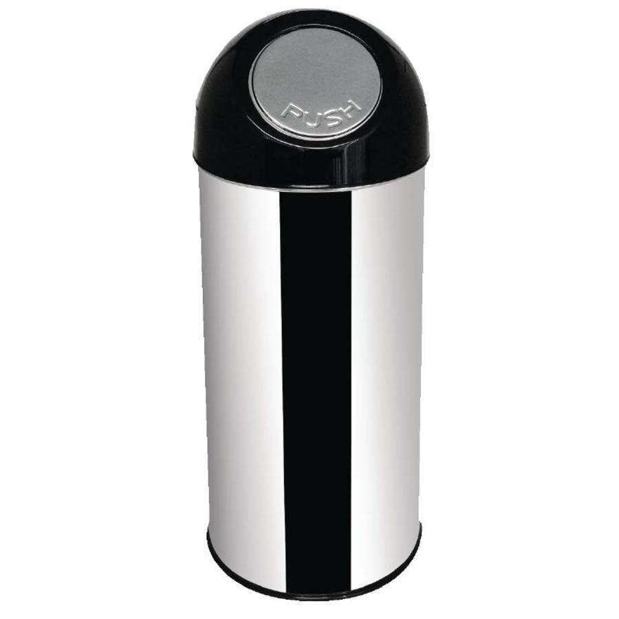 Stainless steel waste bin with push-lid | 50 l