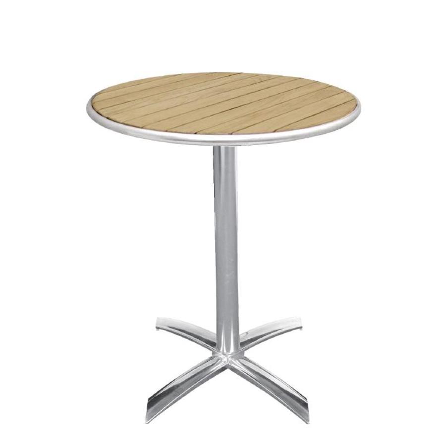 Foldable Round Table with Wooden Top