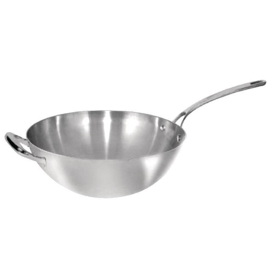Poêle wok en acier inoxydable | 30,5 cm Ø