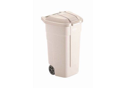  Rubbermaid Conteneur à roulettes beige avec couvercle | 100 litres 