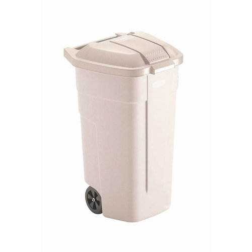  Rubbermaid Conteneur à roulettes beige avec couvercle | 100 litres 