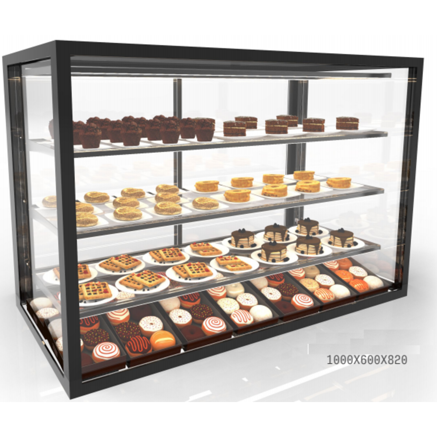 Neutral display case with 3 shelves | Available in 7 sizes | Tempered glass | LED-lighting