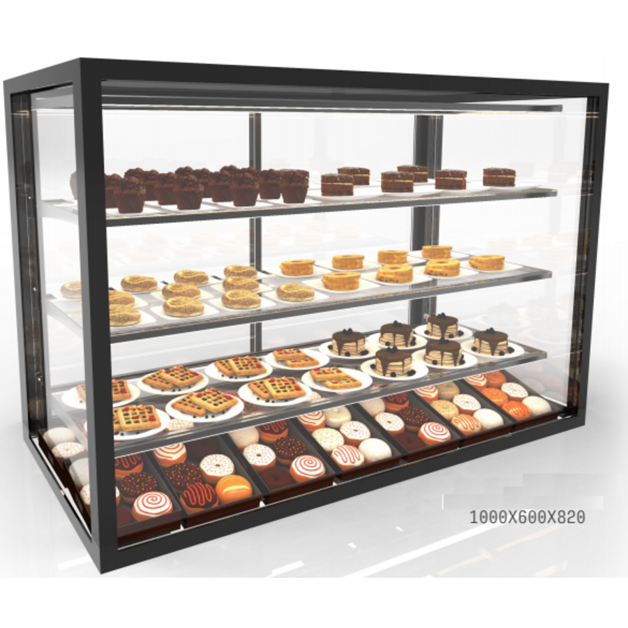 Vitrine neutre à 3 étagères | Disponible en 7 tailles | Verre trempé | Éclairage LED