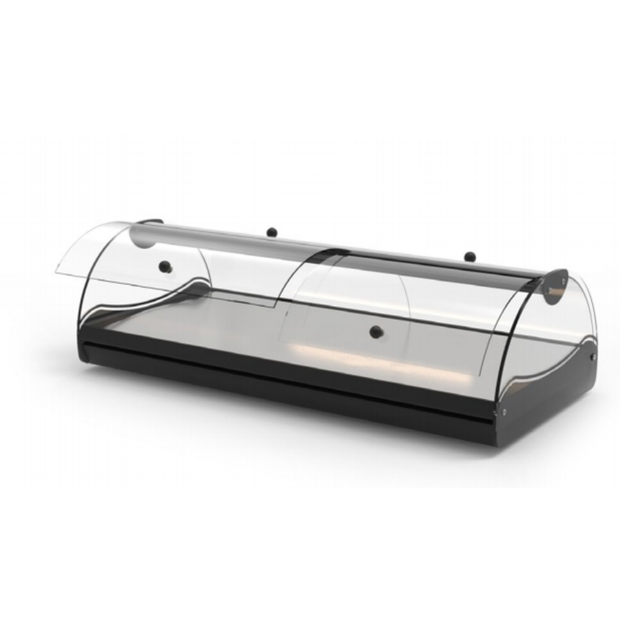 Vitrine neutre | Disponible en 3 tailles | Accès des deux côtés | Éclairage LED